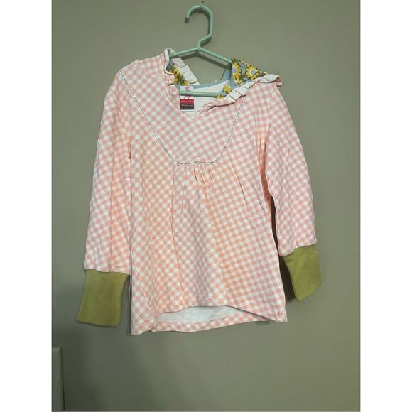 Matilda Jane Other - Matilda Jane Girls Shortcake Hoodie Pink White Check Floral Hood NWT Size 6